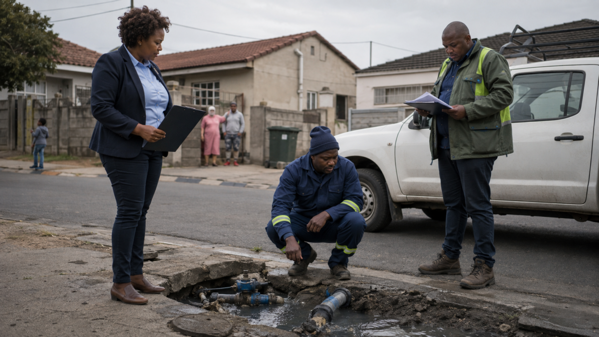 Inspecting a Leaking Street Pipe