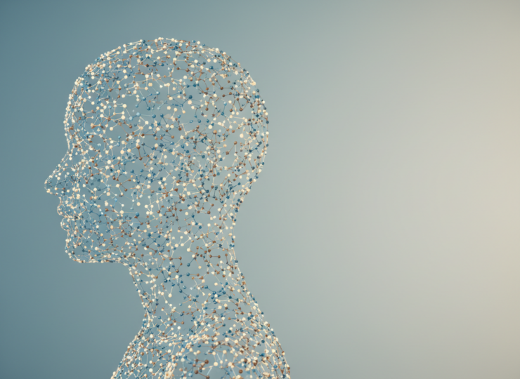 Abstract genetic network forming a human profile, illustrating the distributed genetics of personality.