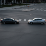 Moral judgments shifted sharply when traffic dilemmas moved from text to video Cars navigating an urban intersection in a realistic low-stakes traffic scenario.