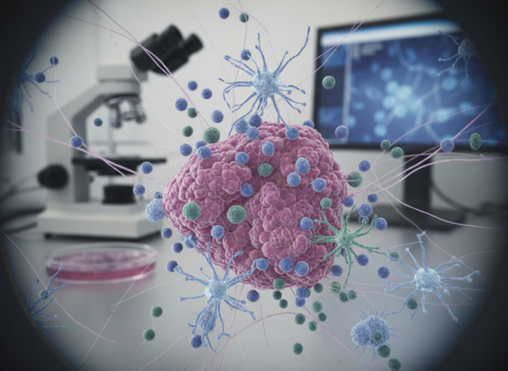 Editorial visualization of immune cells entering lung tumour tissue during experimental immunotherapy research