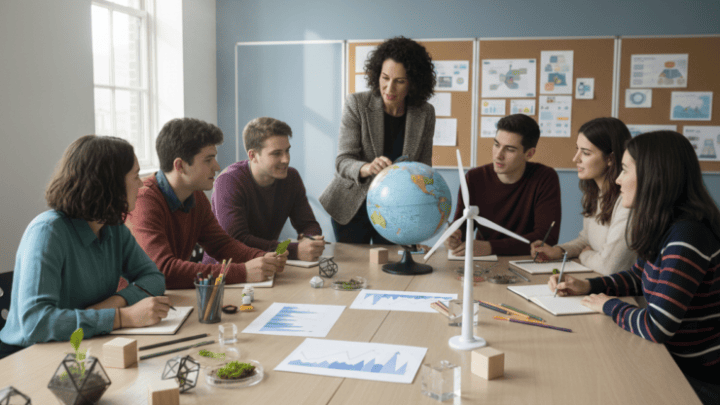 Students combining climate science, engineering and creative activities in an interdisciplinary classroom.