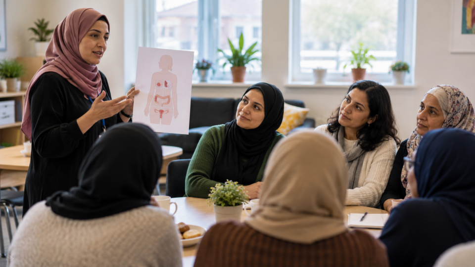 Women attending a community-led cancer screening information workshop
