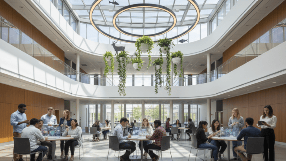 Students from diverse backgrounds discussing ethical priorities in a university setting