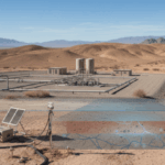 Gas storage earthquakes fell sharply after four years despite continued operations Seismic monitoring equipment above an underground gas storage landscape with subtle geological layers below ground