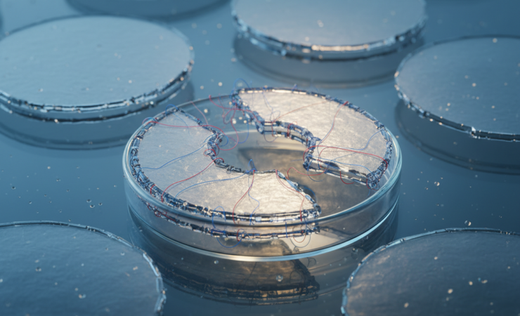 Scientific visualization of layered polymer platelets selectively disassembling under mild heat.